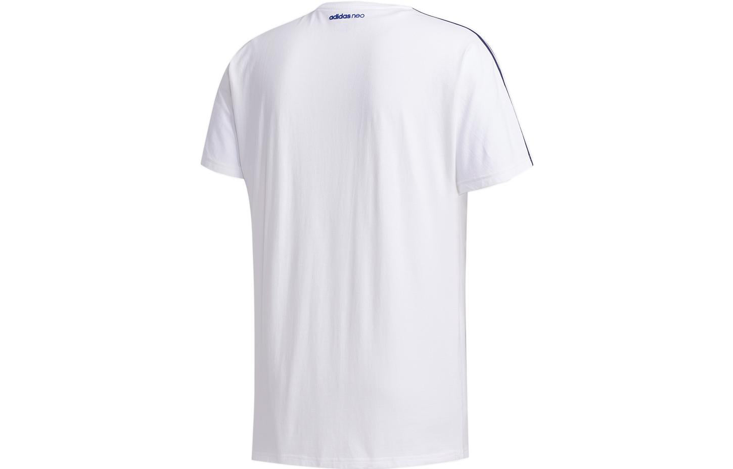 Men's adidas neo Pattern Printing Sports Short Sleeve White T-Shirt GK5870