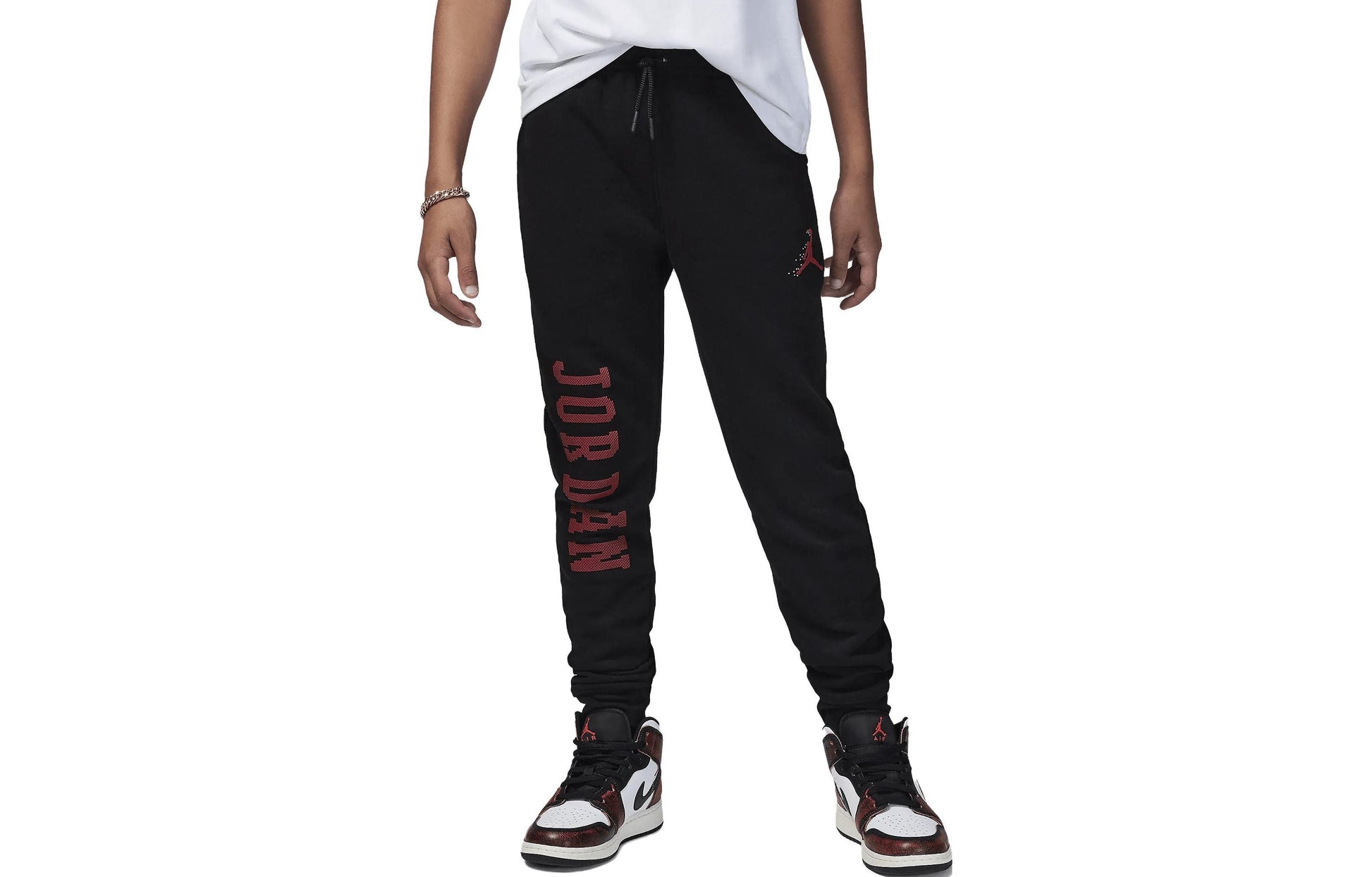 (GS) Air Jordan Essentials Member Sweatpants 'Black Red' FV5650-010