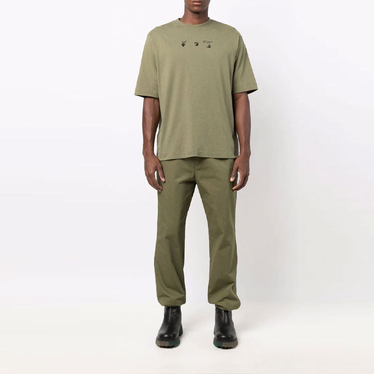 Off-White SS21 Arrow Printing Logo Short Sleeve Ordinary Version Green OMAA119F21JER0225510