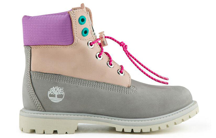 (WMNS) Timberland Valentines Day 6 Inch Premium Wide Fit Waterproof Boots 'Grey and Beige Nubuck with Purple Collar' A2MC1W