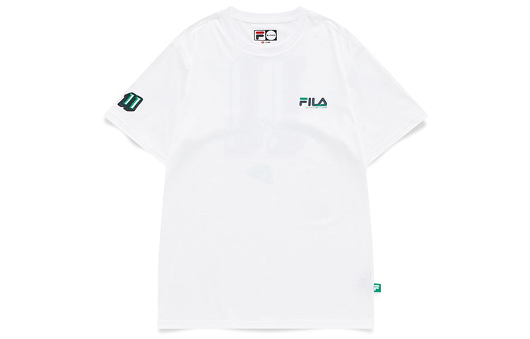 Men's FILA FUSION Baseball Sports Printing Round Neck Short Sleeve White T-Shirt T11M132105F-WT