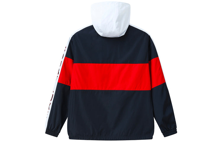 FILA Color Matching Semi-Zip Loose Sports Hooded Sweater For Men Blue A11M113701F-NV