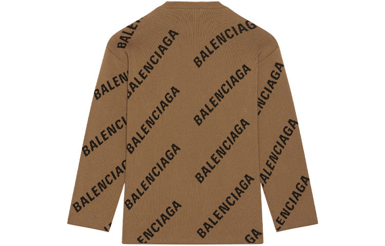Balenciaga All Over Logo Crewneck Wool Knit Sweater 'Light Brown' 657401T32002900