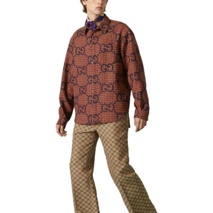 Gucci Maxi GG Gingham Wool Shirt 'Red Blue' 756842-ZAOBM-6253