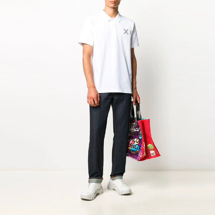 Men's KENZO SS21 Alphabet Short Sleeve Polo Shirt White FA65PO0504SK-01