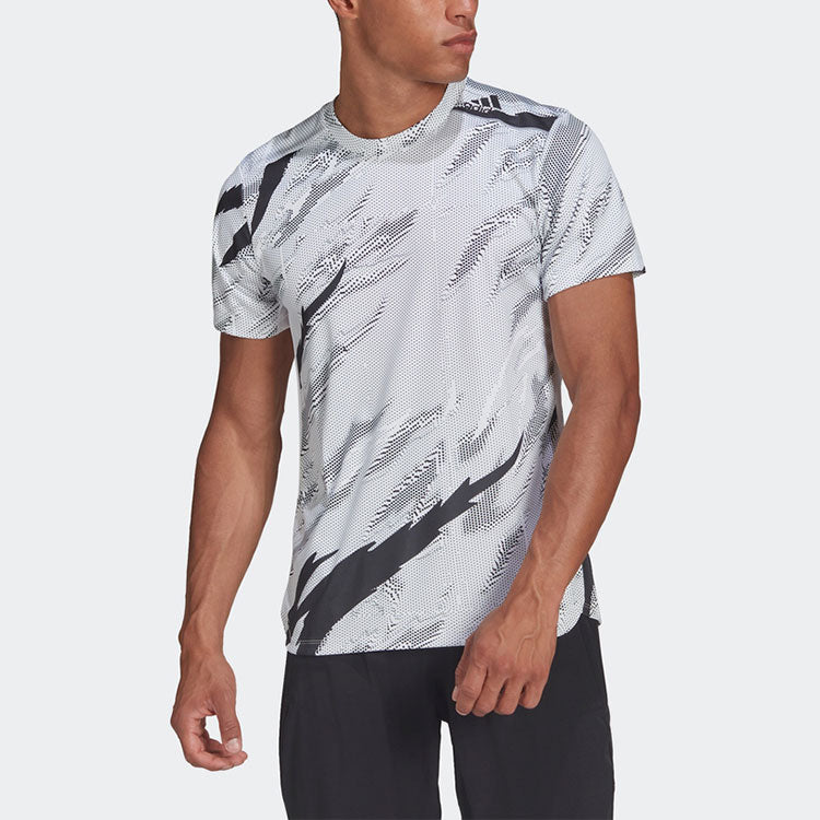 adidas Training Sports Printing Round Neck Short Sleeve White HB9174