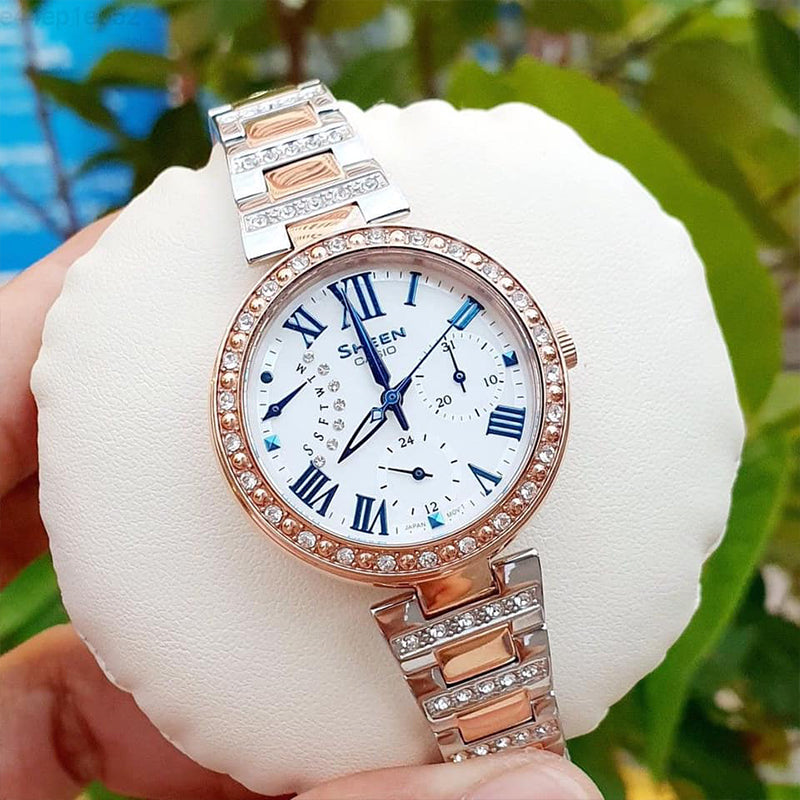 CASIO SHEEN Stainless Steel Strap White Analog SHE-3043SPG-7A