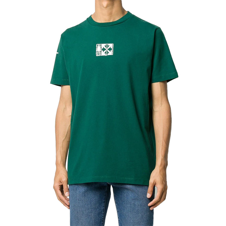 Off-White Logo Printing Short Sleeve Green OMKA002E20FAB0015701
