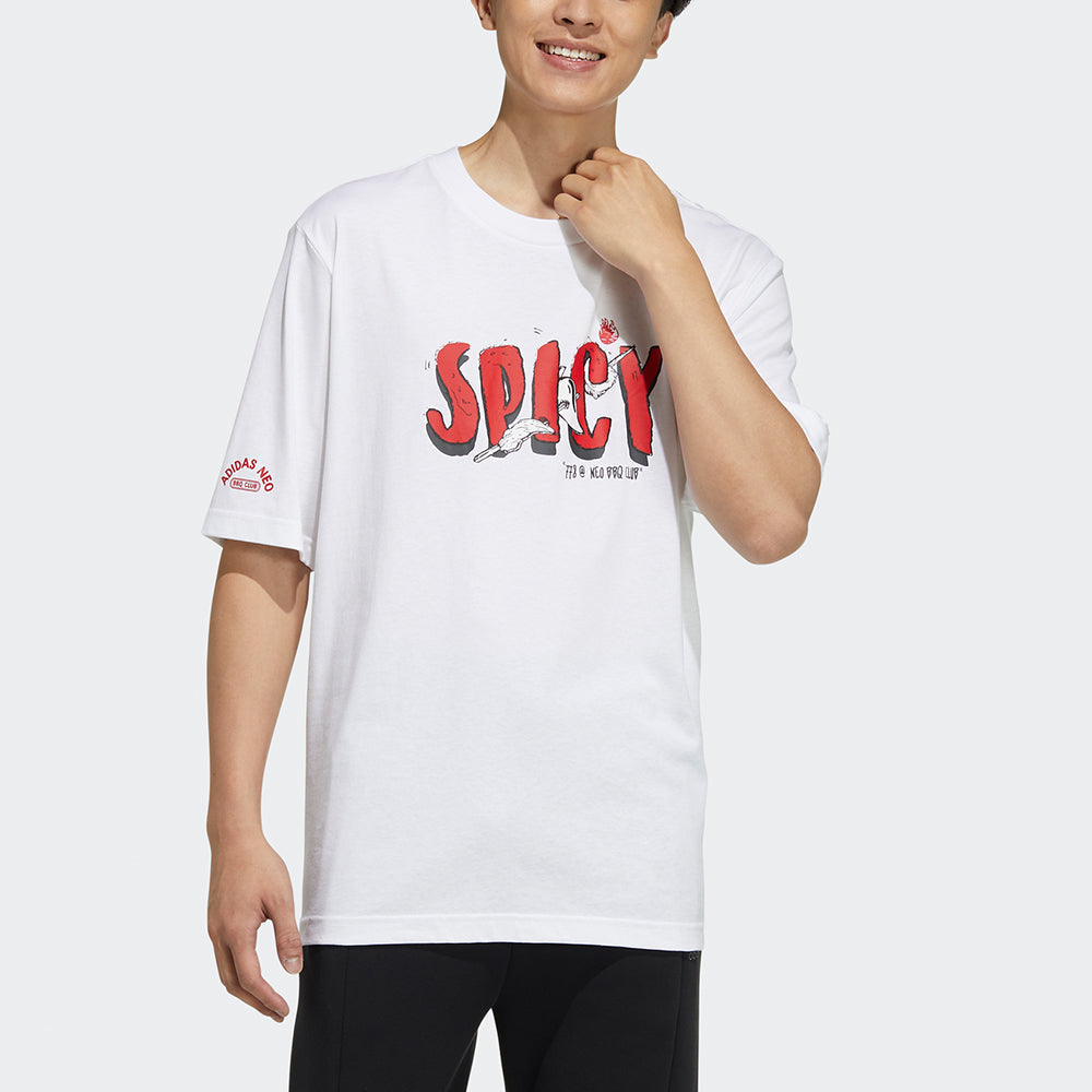 adidas neo M May Love Tee Subject Printing Loose Sports Short Sleeve White H61999