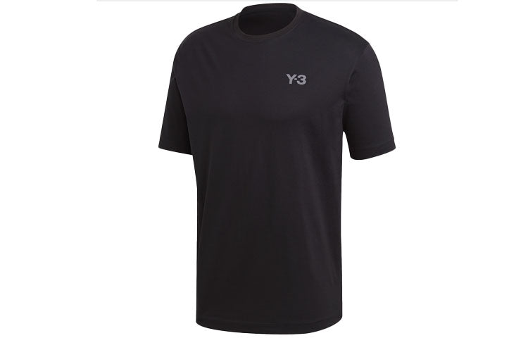 Men's Y-3 Small Logo Printing Round Neck Short Sleeve Black T-Shirt GK5780