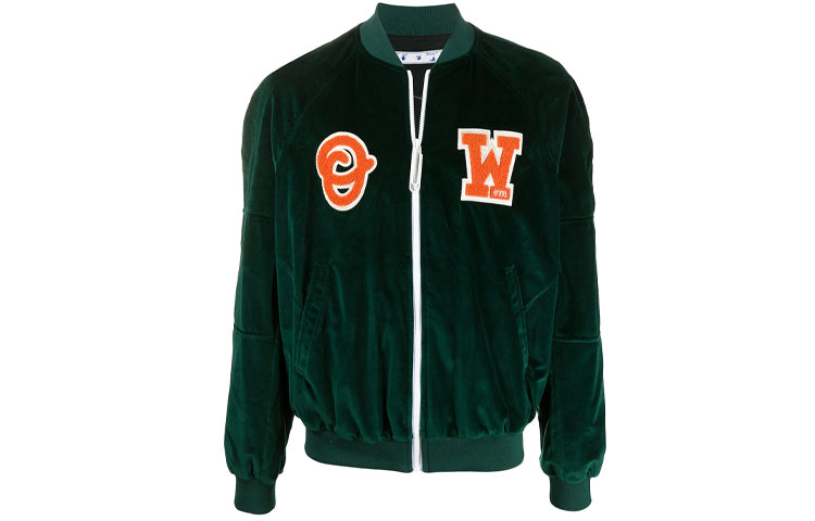 Men's Off-White logo Aviator Green Jacket OMEA234E20FAB0015720