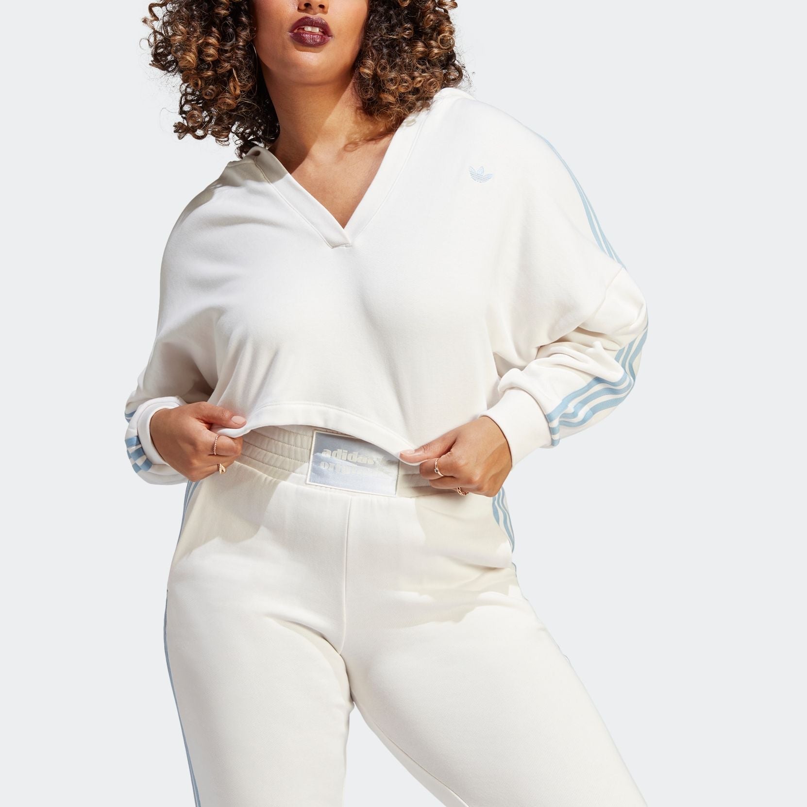 (WMNS) adidas Originals V-Neck Short Hoodie 'White' IC8521
