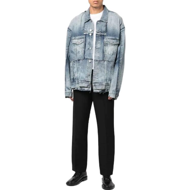 Balenciaga Oversized Cut-Up Ring Denim Jacket 'Blue' 697779TMW264437