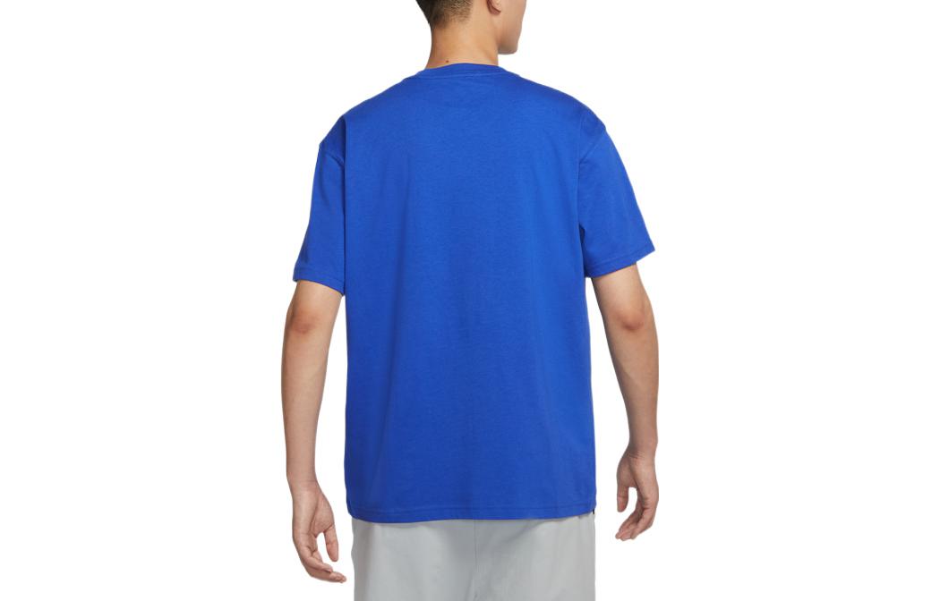 Men's Nike Logo Alphabet Printing Loose Round Neck Short Sleeve Blue T-Shirt DR8007-480