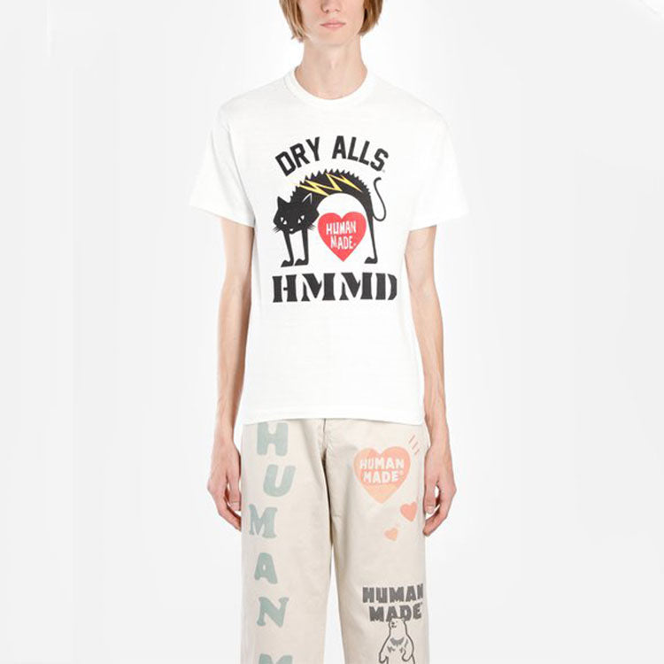 HUMAN MADE Cat Love Printing Short Sleeve Unisex White HM18TE001