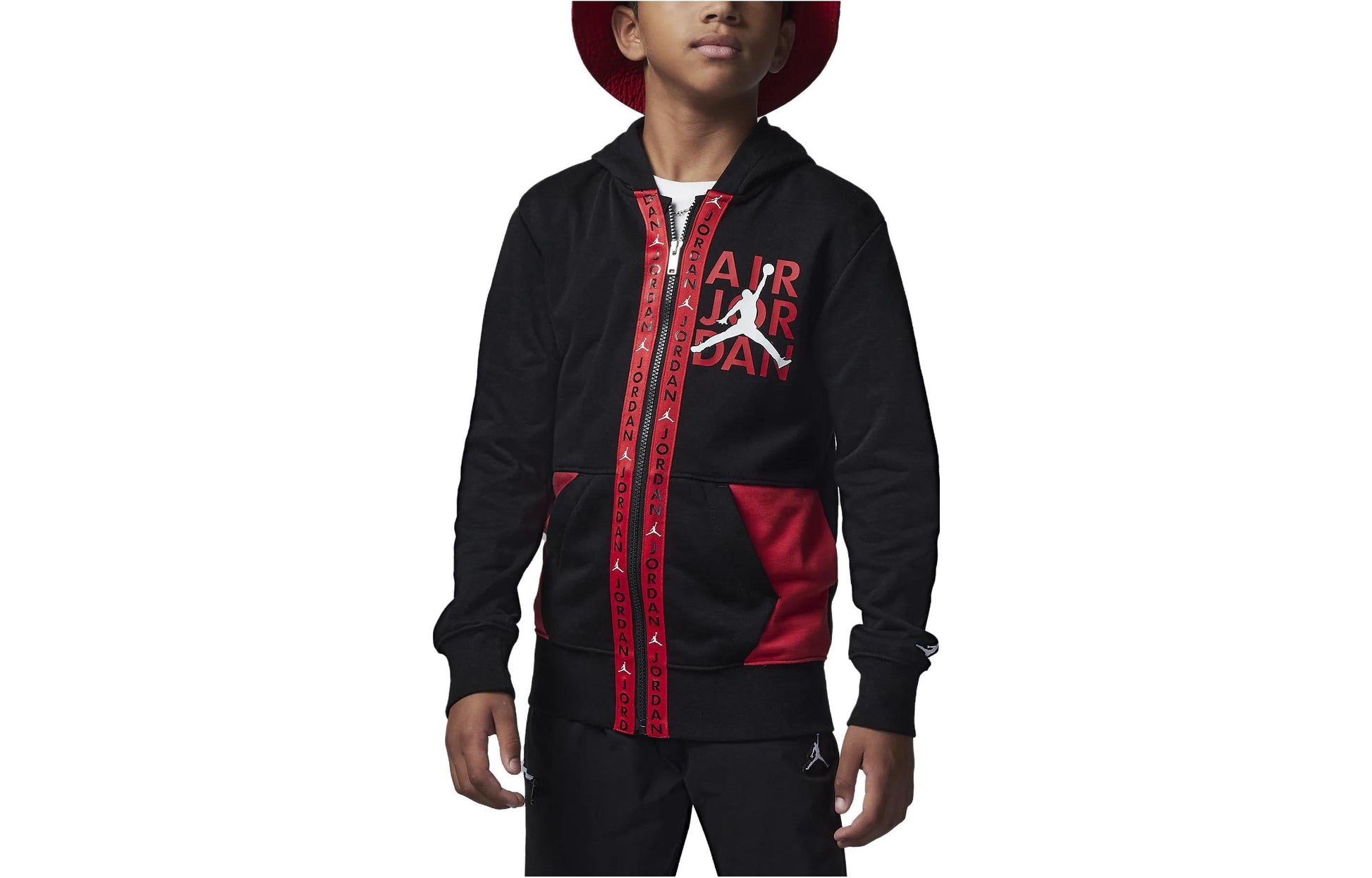 (GS) Air Jordan Vert Tape Full-Zip Hoodie 'Black' FB1649-010