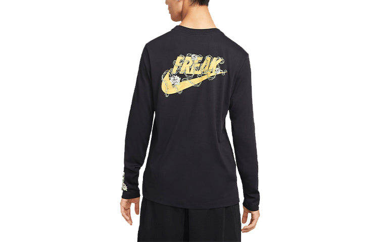 Men's Nike Logo Printing Basketball Round Neck Long Sleeves Black T-Shirt DN2943-010