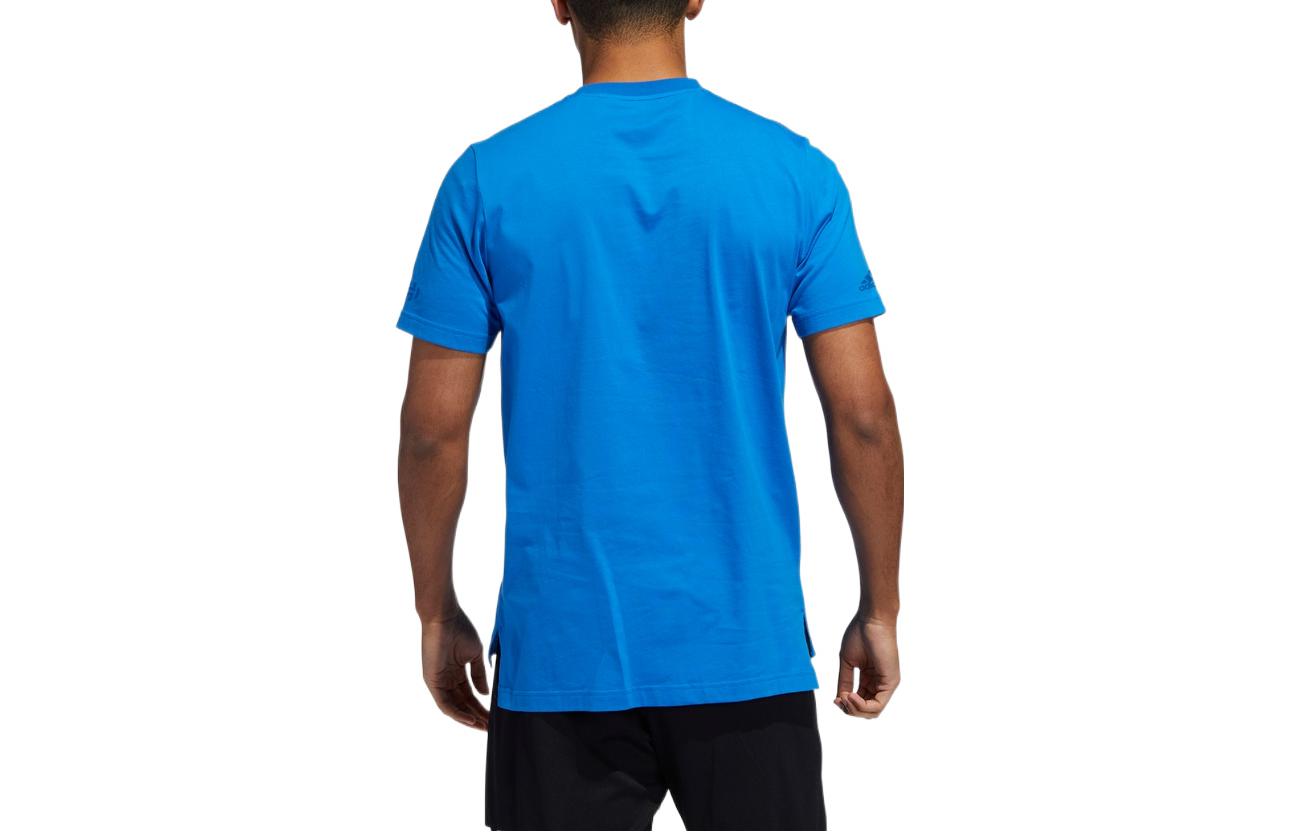 Men's adidas Logo Printing Basketball Sports Short Sleeve Blue T-Shirt GE4121