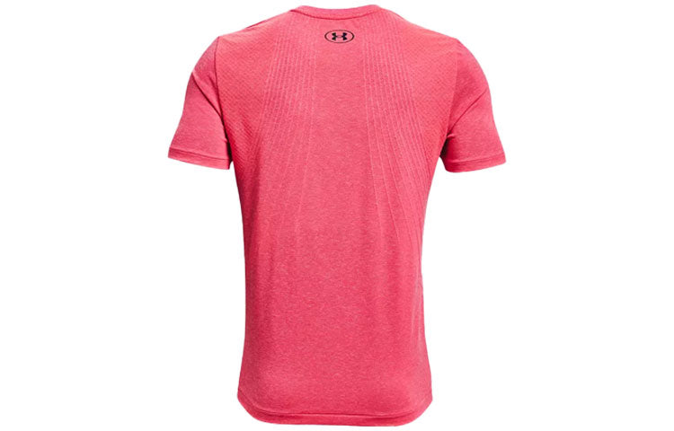 Men's Under Armour Rush Seamless Training Sports Round Neck Short Sleeve Pink Red 1361130-683