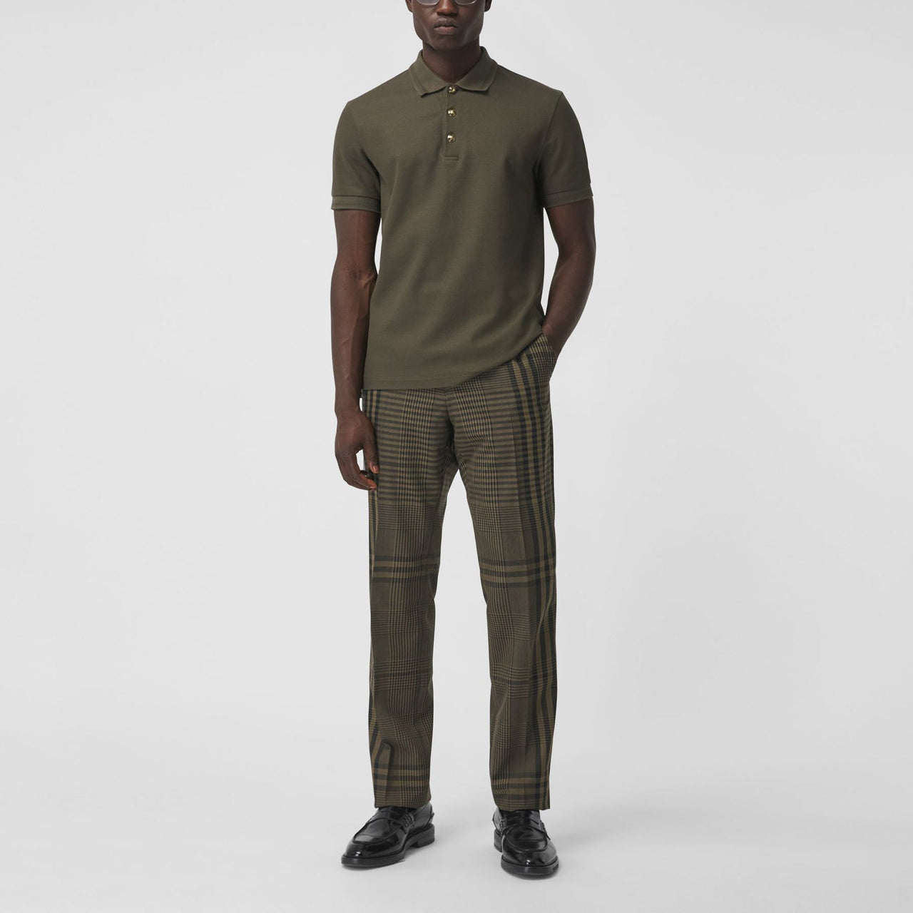 Burberry Net Cotton Polo Male Green 80427541