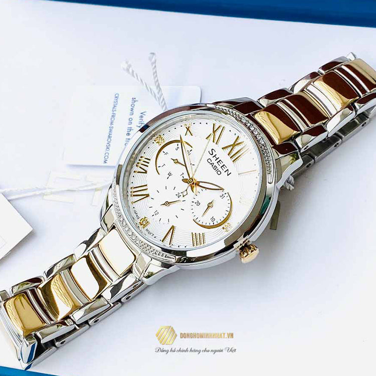 CASIO SHEEN Series Waterproof /White/Gold Silver Analog SHE-3058SG-7A
