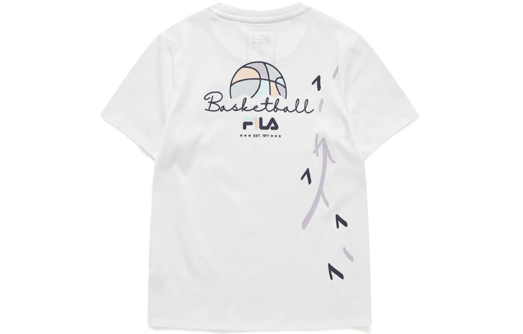 FILA FUSION Pattern Round Neck Sports Short Sleeve White T11W128103A-WT