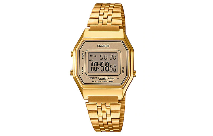 CASIO STANDARD Vintage Dial Steel Link Band en Waterproof Gold Digital LA680WGA-9D