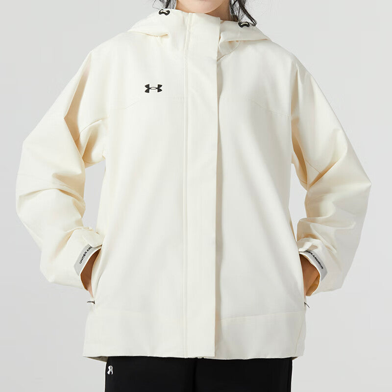 (WMNS) Under Armour Solid Color Outdoor Training Fitness Woven Jacket 'White Black' 23600402-101
