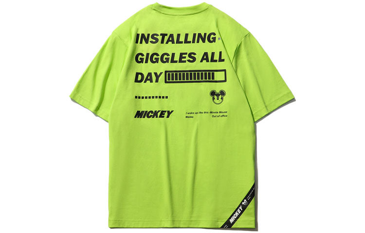 Li-Ning x Disney Crossover Sports Fashion Series Cartoon Printing Round Neck Loose Short Sleeve Green T-Shirt AHSR338-2