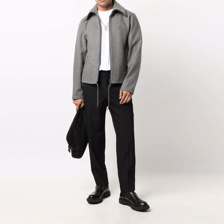 Off-White FW21 Solid Color lapel Zipper Jacket Version Gray OMBD030F21FAB0010606