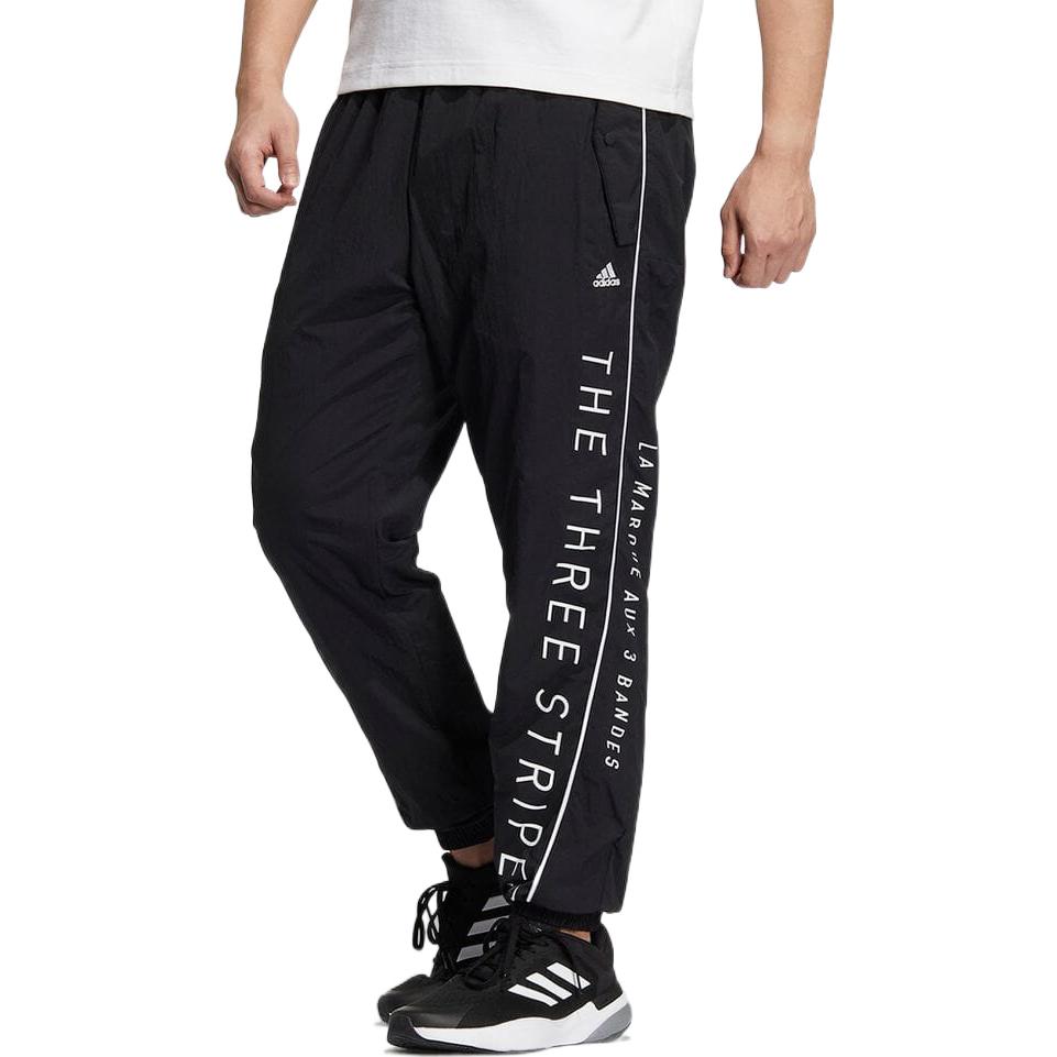 adidas Alphabet Elastic Waistband Casual Sports Pants Men's Black HM2689