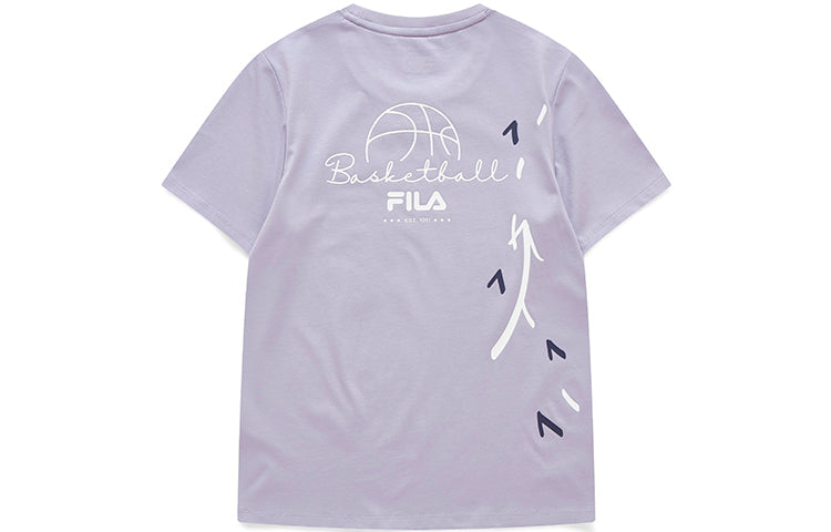 FILA FUSION Pattern Round Neck Sports Short Sleeve Purple T11W128103A-VT