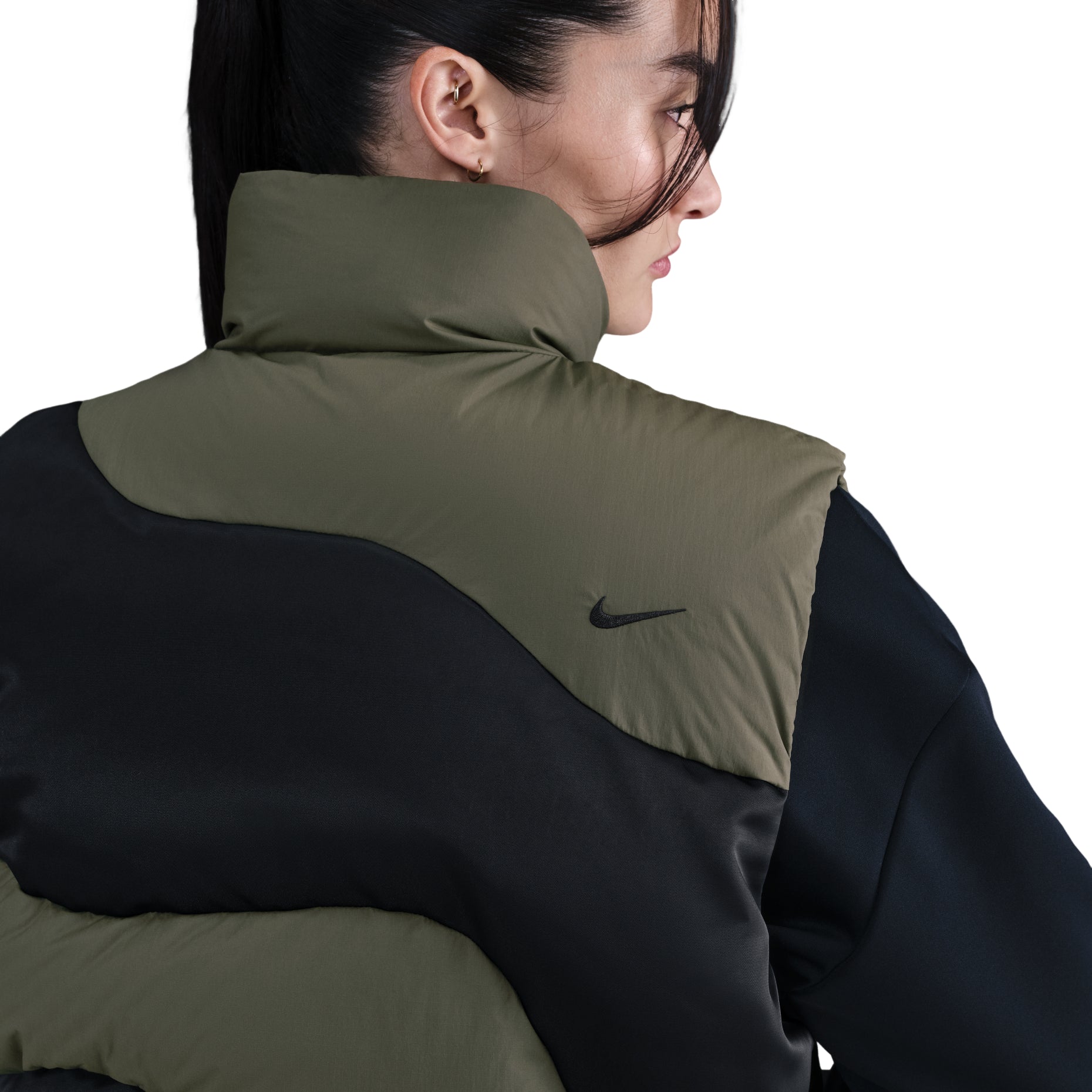 (WMNS) Nike Swoosh Series Oversized Down Vest 'Medium Olive Black' IH3981-222
