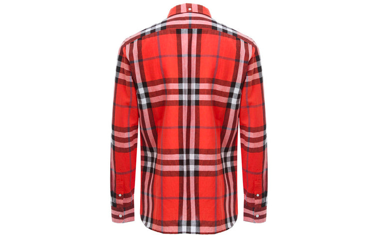 Men's Burberry Red Plaid Long Sleeves Shirt Red 80087771