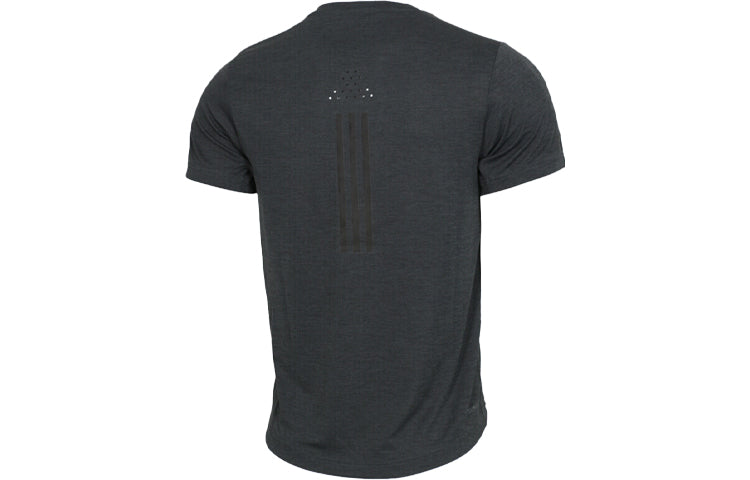 adidas Reflective Breathable Training Sports Short Sleeve Black Gray EI6388