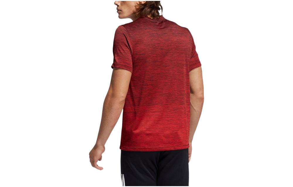 adidas Solid Color Logo Round Neck Pullover Short Sleeve Red GM0635