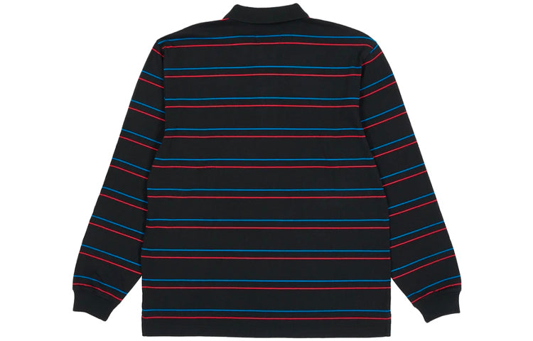 PALACE Stripe Loose Long Sleeves Polo Shirt Unisex Black P20ES100