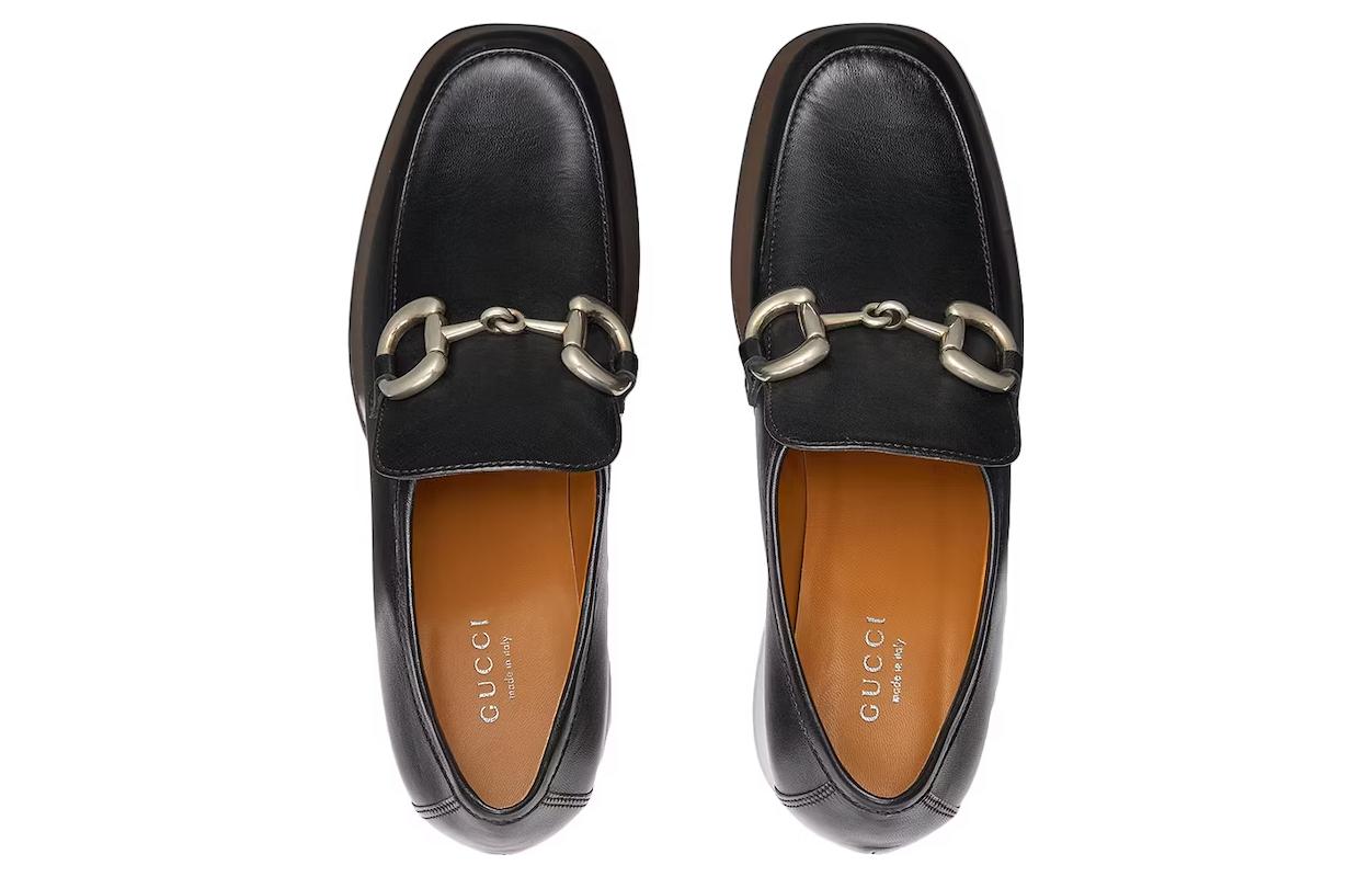 (WMNS) Gucci Platform Horsebit Loafers 'Black' 715138-C9D00-1000