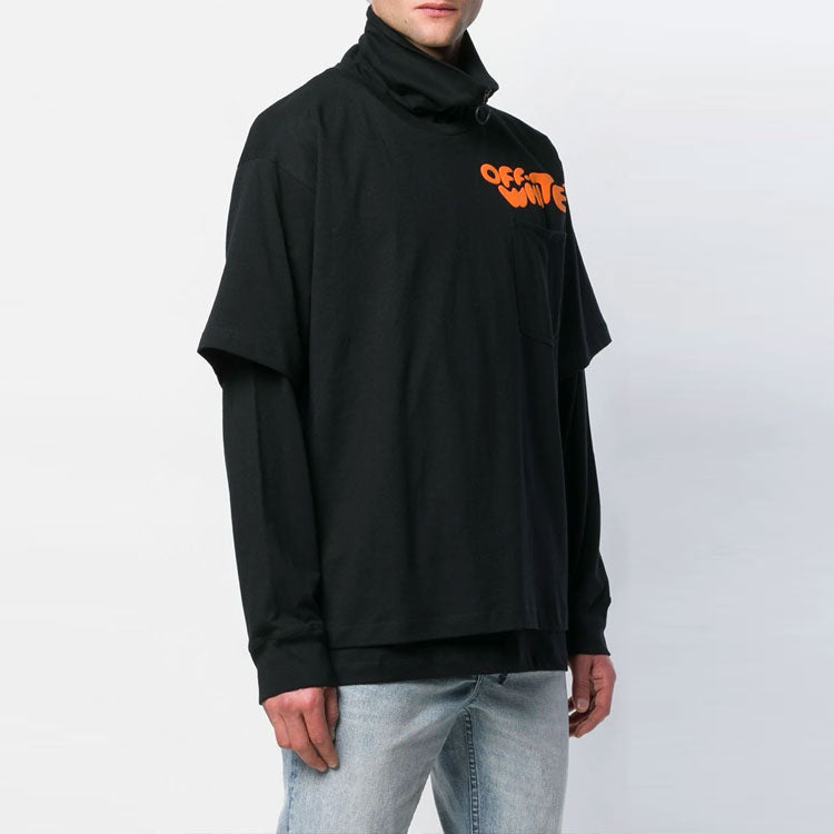 Off-White Alphabet Pattern Printing Zipper lapel Long Sleeves Black OMAB027R191850141019