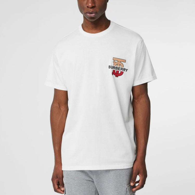 Burberry TB monogram Gradient Logo Round Neck Pullover Short Sleeve Unisex White 80174961