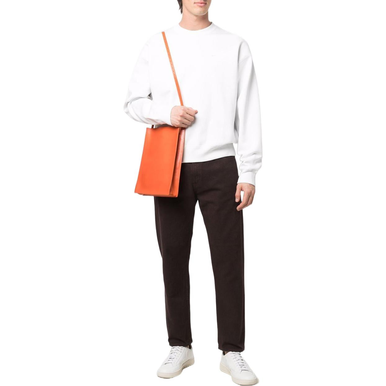 Men's Nike Embroidered Logo Solid Color Round Neck Long Sleeves White CV0554-121