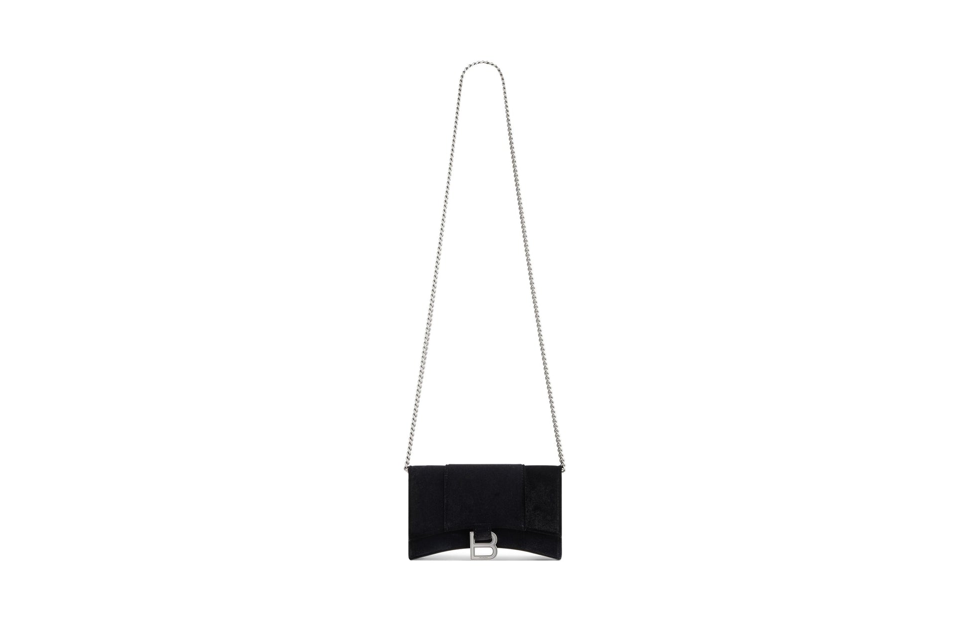 (WMNS) Balenciaga Hourglass Velvet Jersey Wallet On Chain 'Black' 6560502AAPT1000
