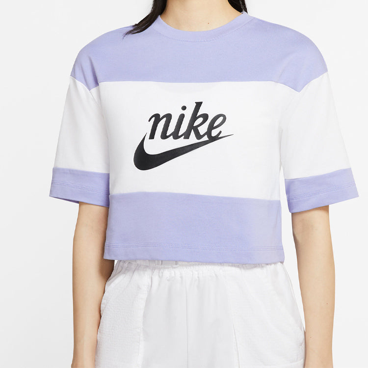(WMNS) Nike Colorblock Version Round Neck Short Sleeve Tops 'Light purple' CK1302-100