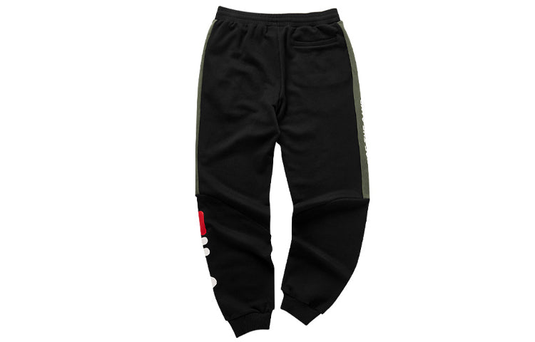 FILA FUSION Contrast Color Stitching Large Logo Sports Pants Black T11M013602F-BK