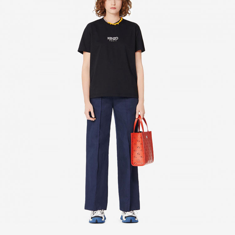 KENZO Alphabet Logo Pure Cotton Casual Short Sleeve Black FA52TS955937-99