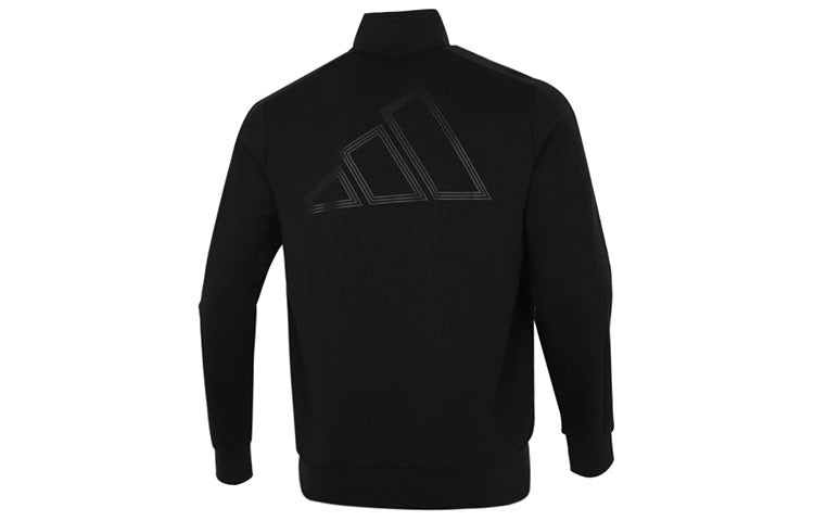 adidas Fi Kn Tracktop Logo Printing Stripe Stand Collar Jacket Black H40196