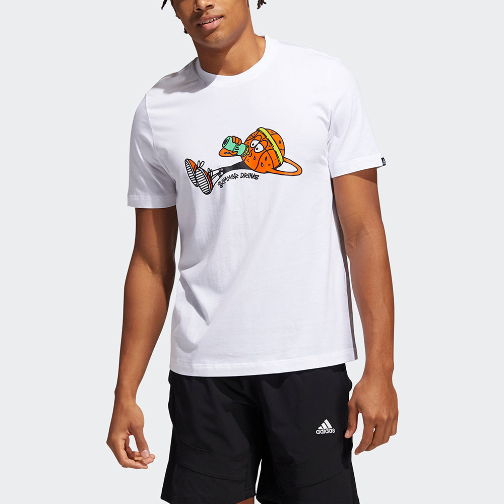 adidas Lil Stripe Gato Basketball Funny Cartoon Printing Sports Short Sleeve White HB5483
