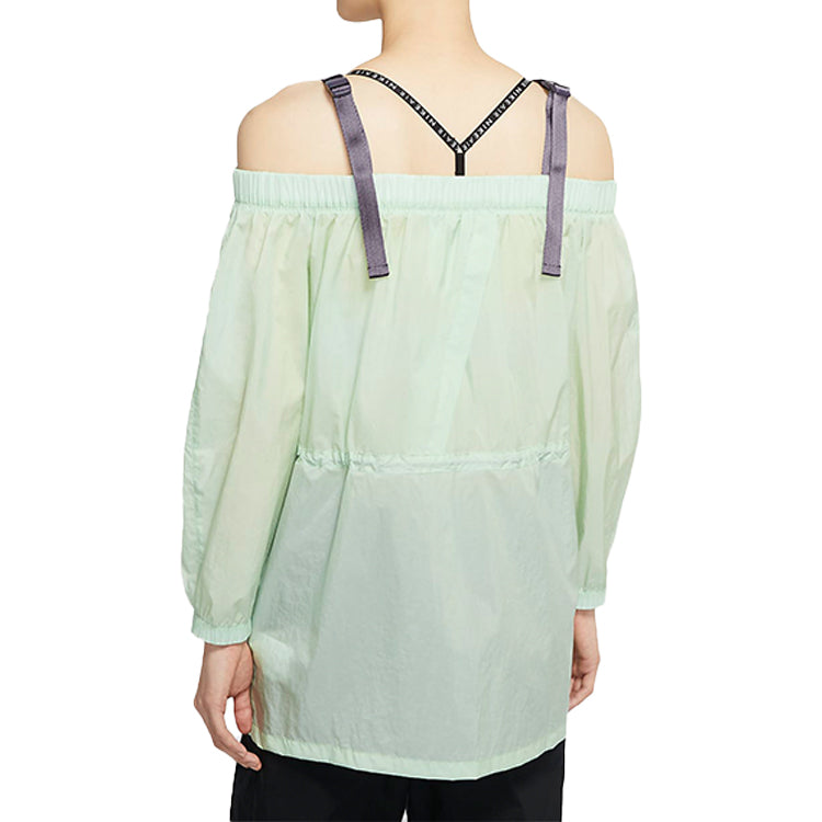 (WMNS) Air Jordan Off-Shoulder Jacket Waist Long Sleeves 'Green' CU4065-321