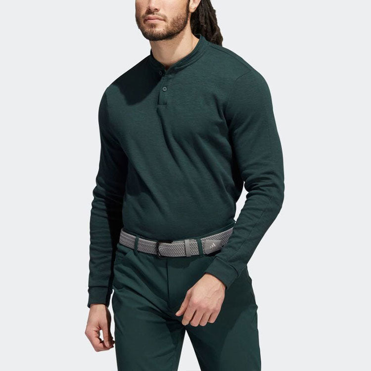 adidas Go-To Long Sleeve Henley Polo Shirt 'Shadow Green' HF6611