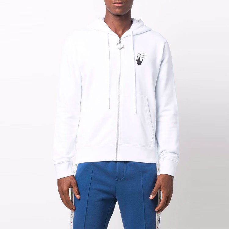 Men's Off-White Logo Printing Zipper White OMBE001F21FLE0080184